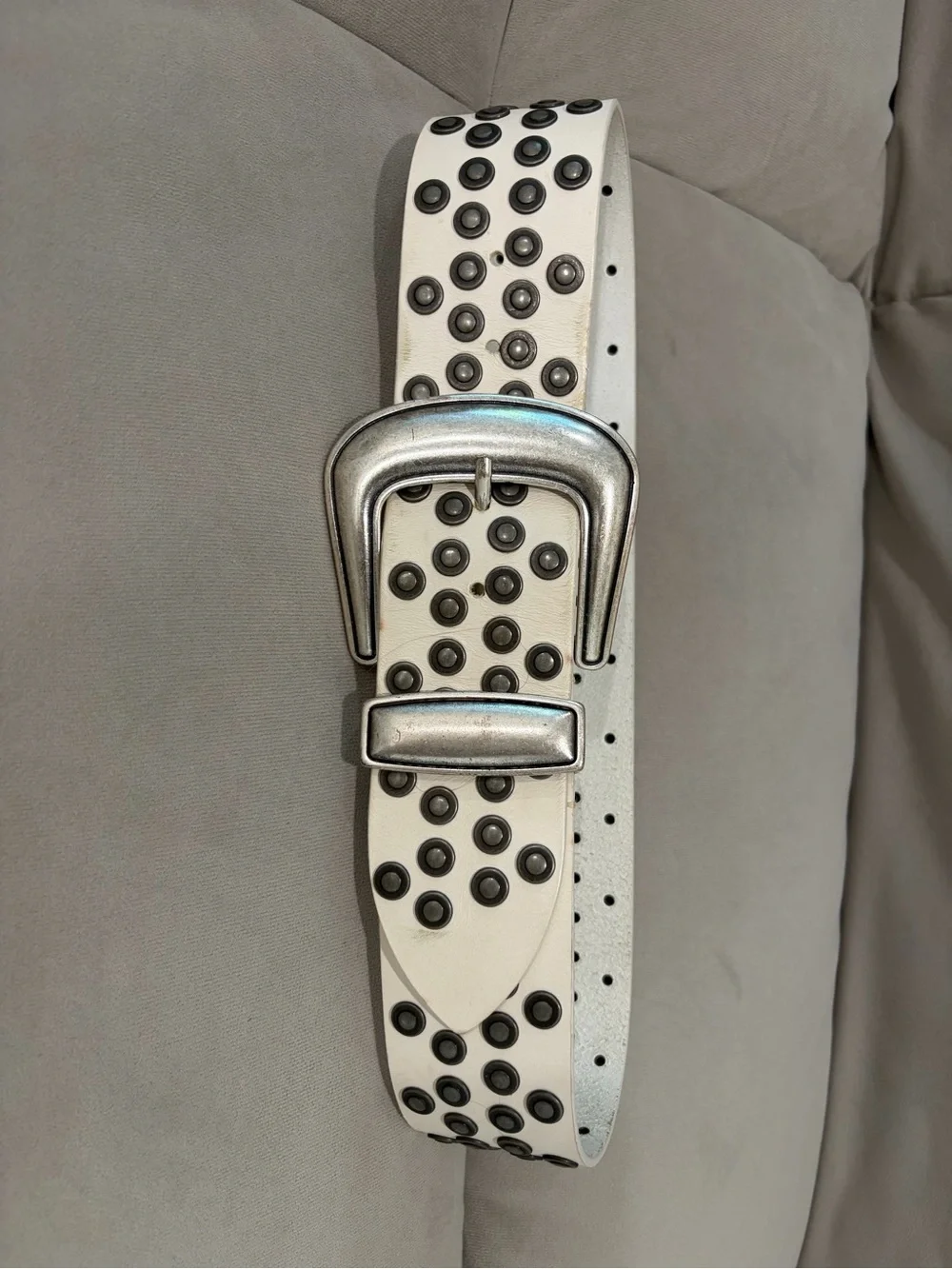 IRO White Studded Belt with Silver Buckle
